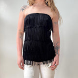 Italian Black Fringe Tube Top
