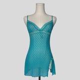 Aqua lace slip dress