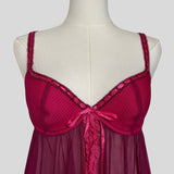 Ruffled mesh split front babydoll chemise