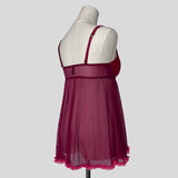 Ruffled mesh split front babydoll chemise