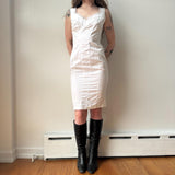 Italian White Lace Trim Bustier Midi Dress