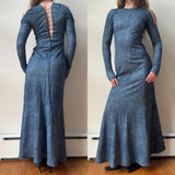 Italian Denim Corseted Back Maxi Mermaid Dress