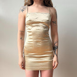 Italian Champagne Satin Bodycon Mini Dress