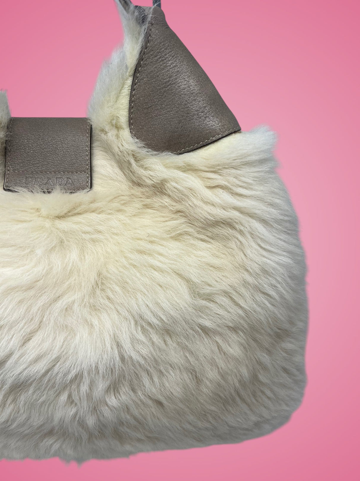 Prada White Fur Shoulder Bag