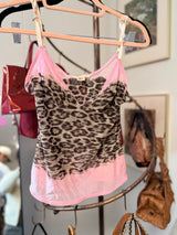 Robert Cavalli Pink and Animal Print Cami
