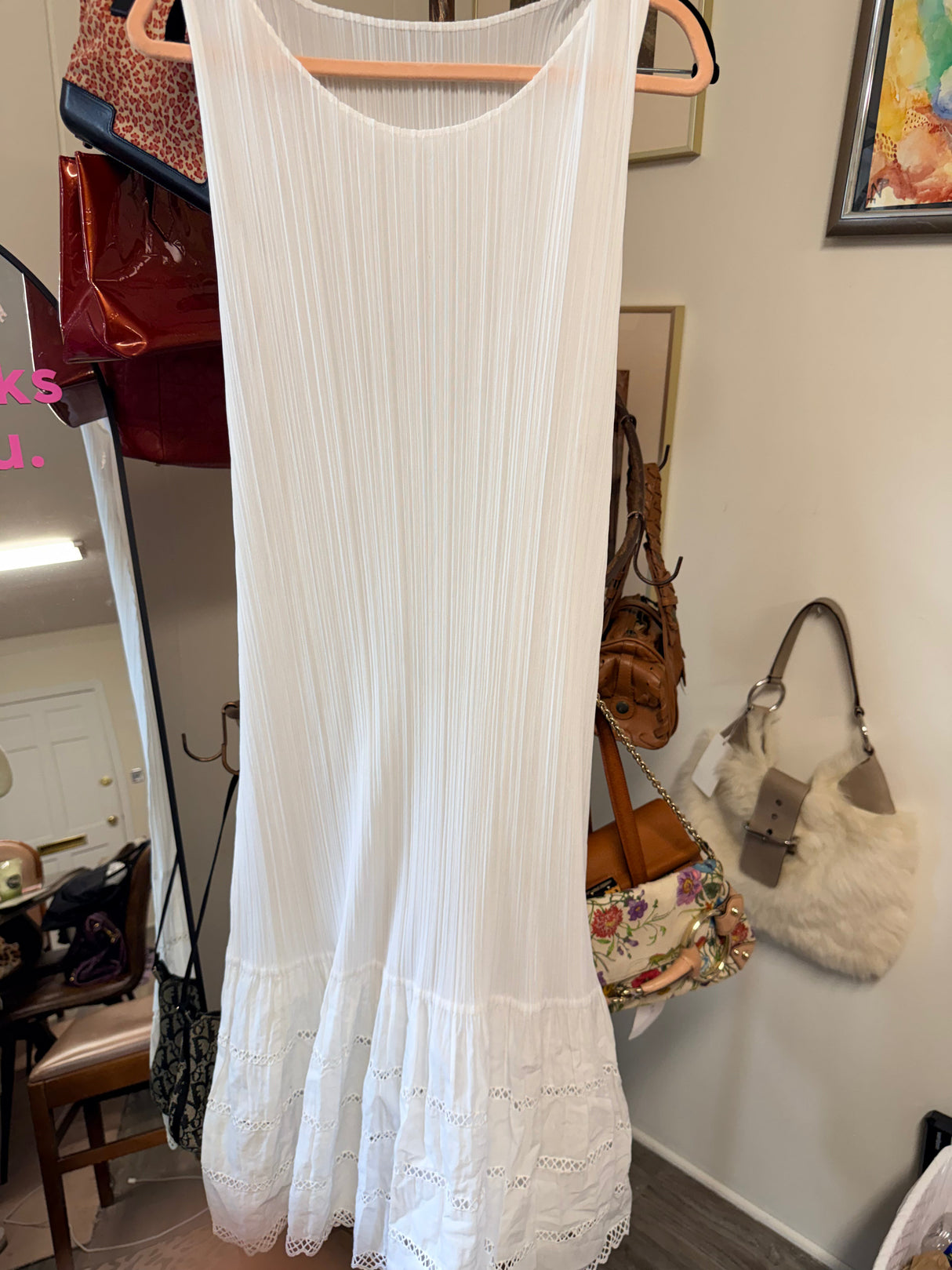 Pleats White Dress