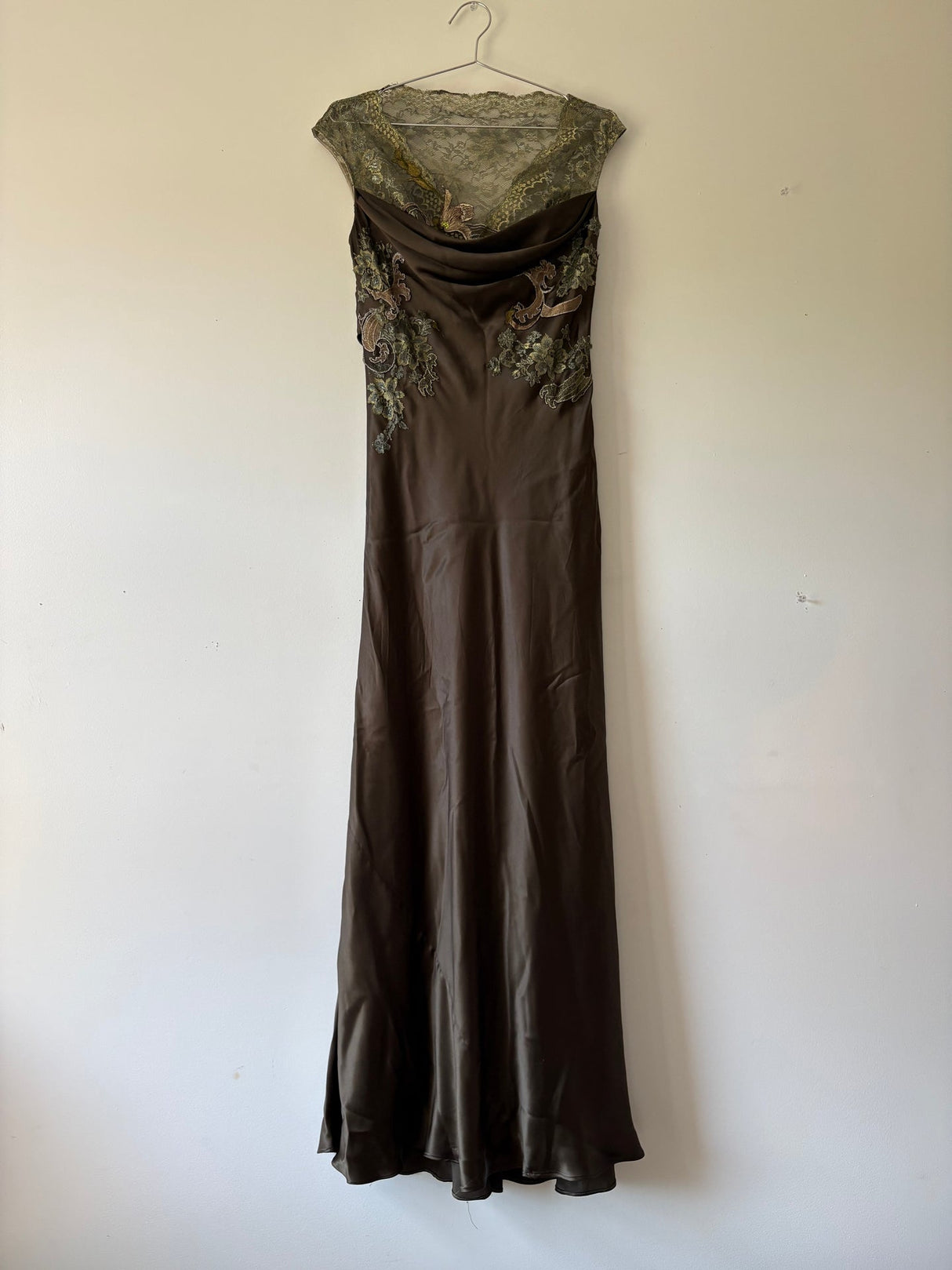 Albert green silk slip gown