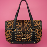 YSL Leopard Print Pony Hair Shoulder Bag