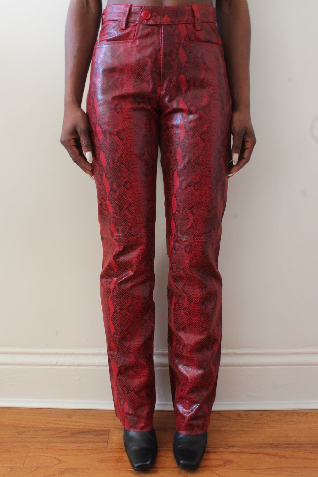 Snakeskin leather pants