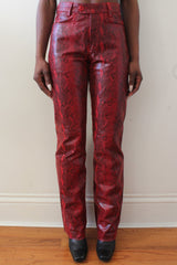 Snakeskin leather pants