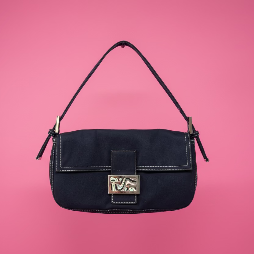 Fendi Baguette Navy Cotton