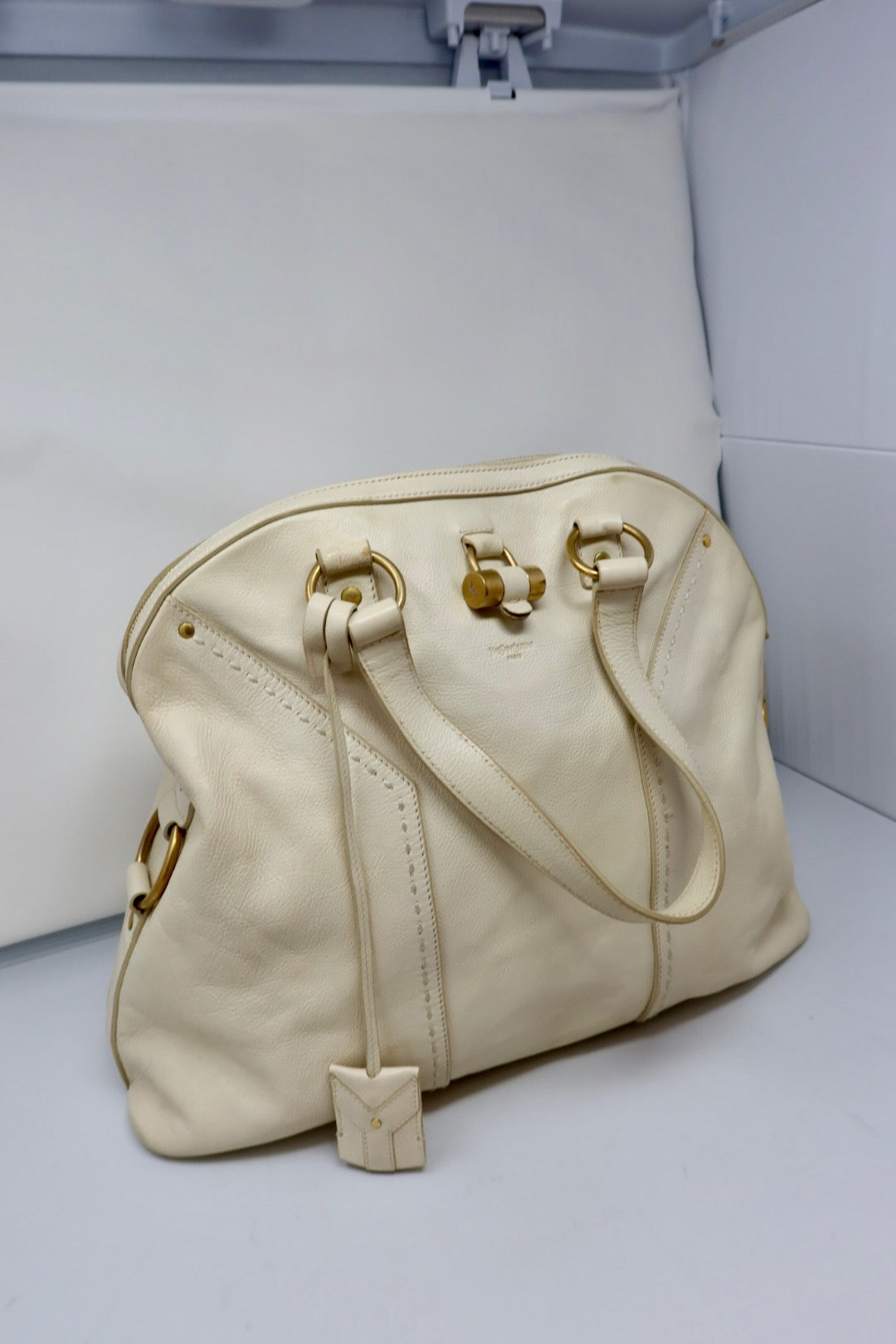 YSL Cream Large Muse Bag