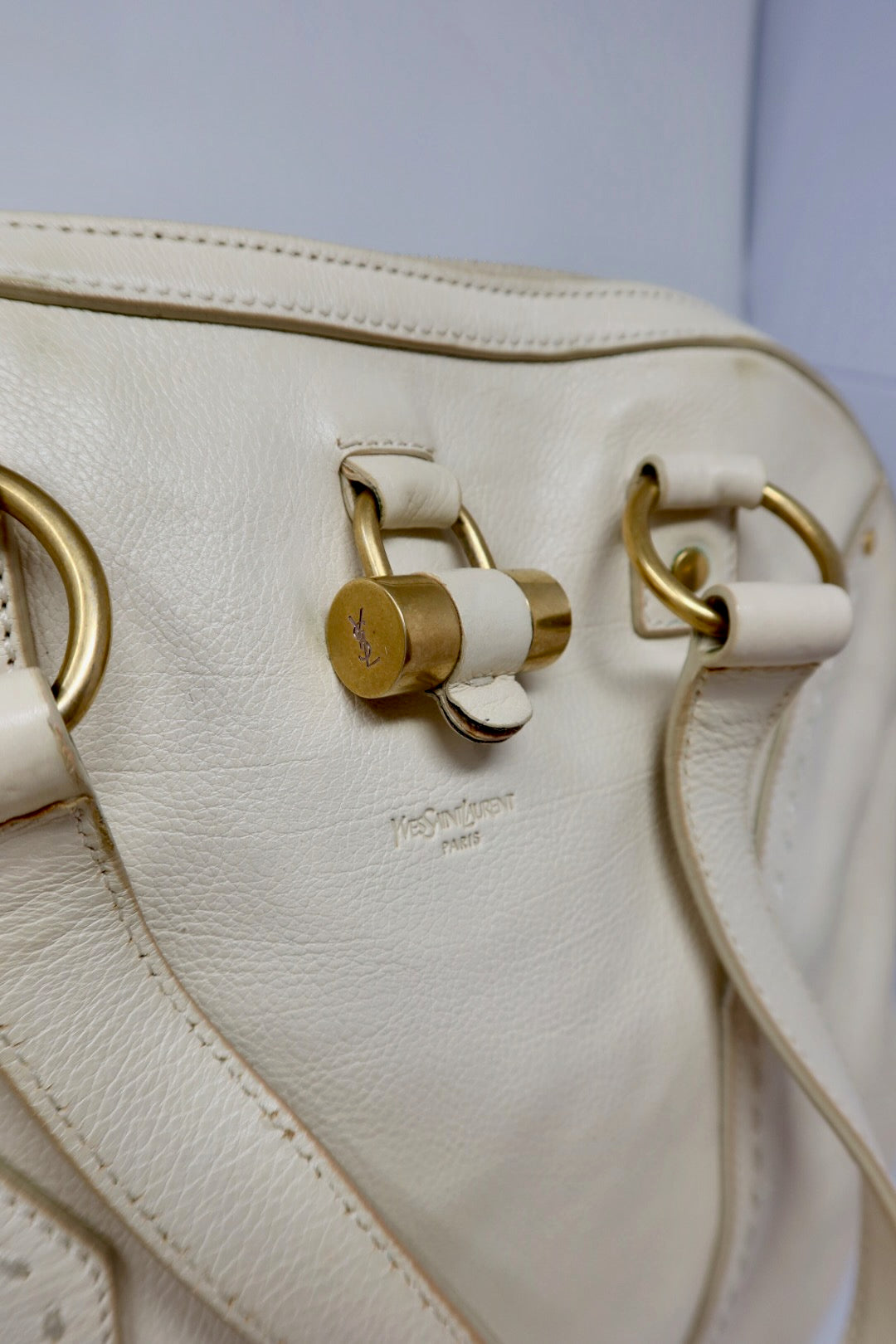 YSL Cream Large Muse Bag