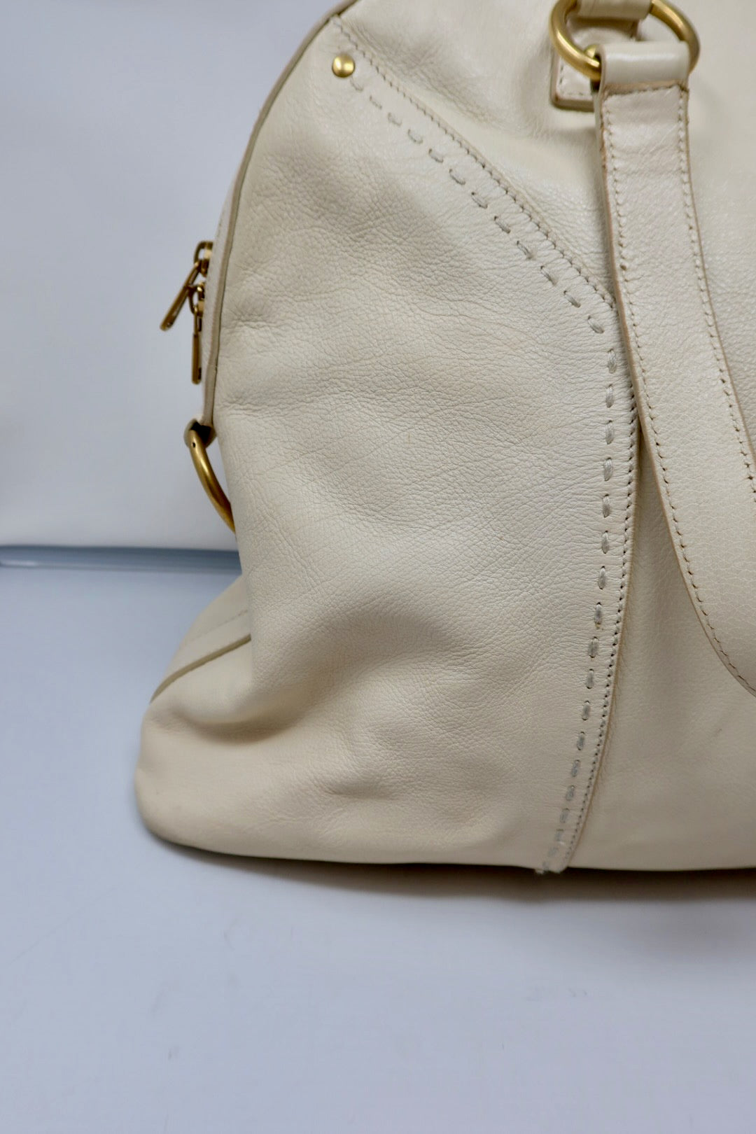 YSL Cream Large Muse Bag