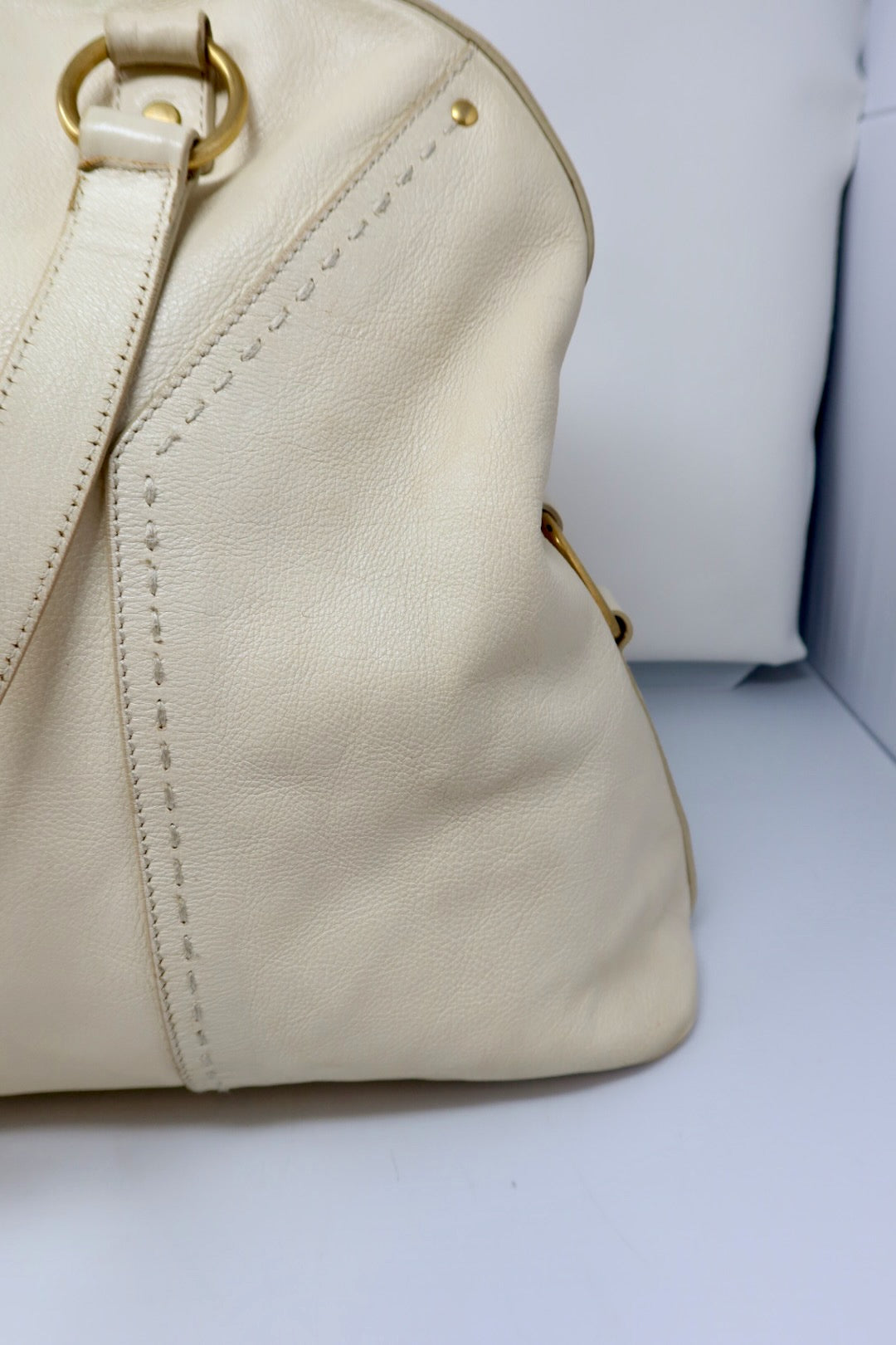 YSL Cream Large Muse Bag