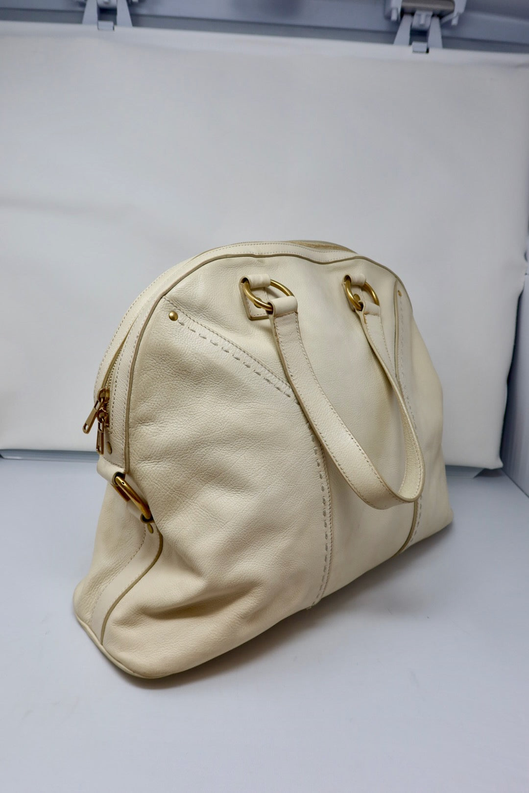 YSL Cream Large Muse Bag
