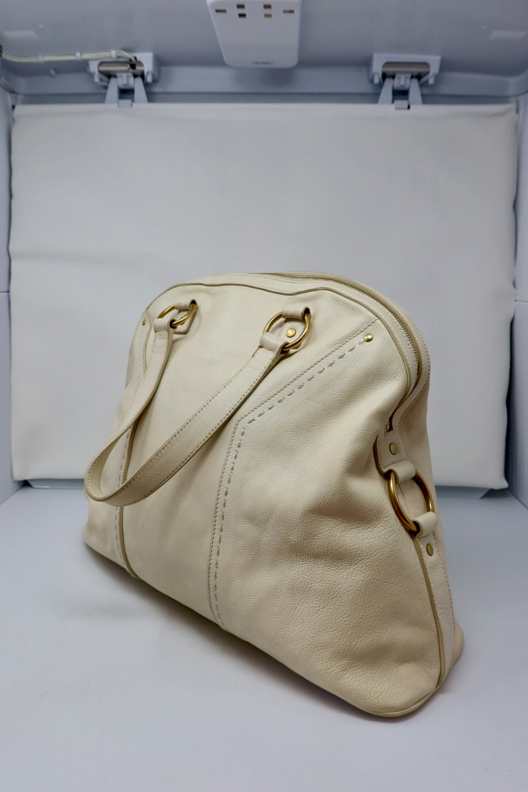 YSL Cream Large Muse Bag