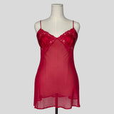 Milkmaid lace trim slip dress in black and red