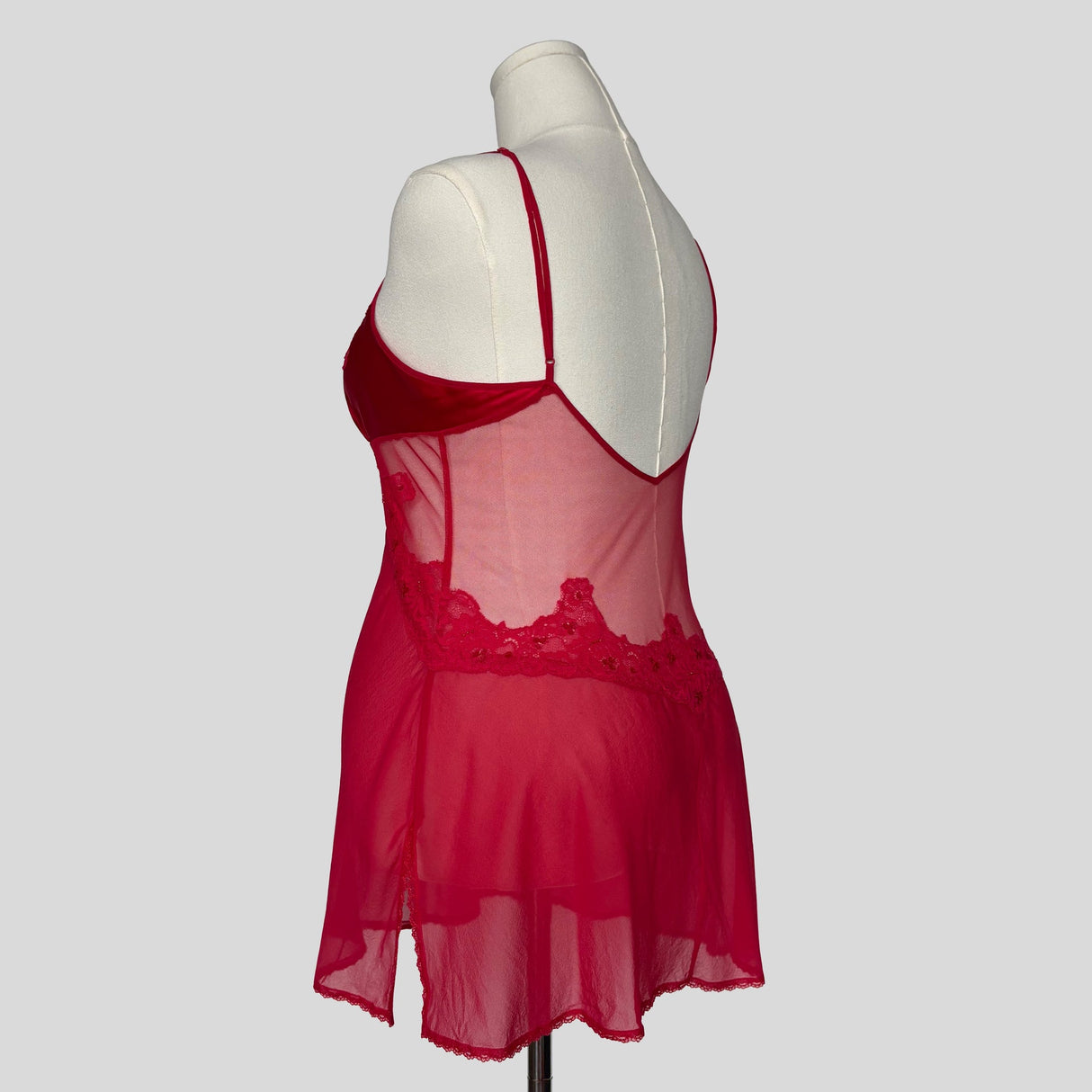 Milkmaid lace trim slip dress in black and red