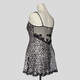Sweetheart sheer lace back slip dress in leopard print