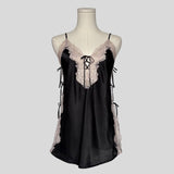Lace trim tie side slip