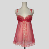 Scalloped lace trim split front babydoll