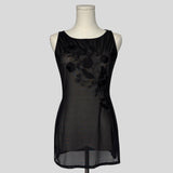 Embroidered mesh mini dress