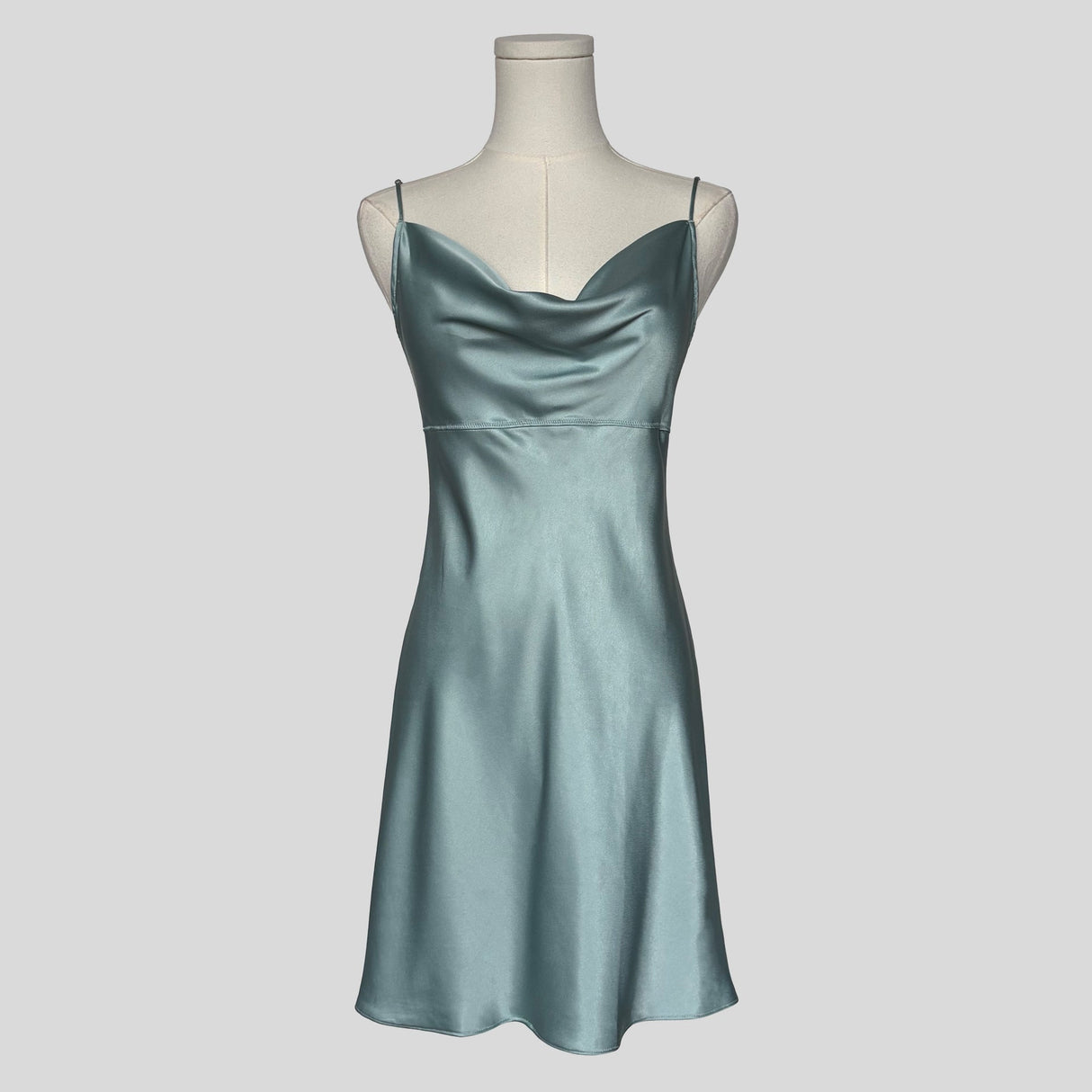 Draped silky slip in blue