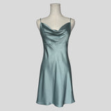 Draped silky slip in blue