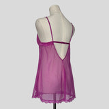 Sheer lace trim chemise in pink