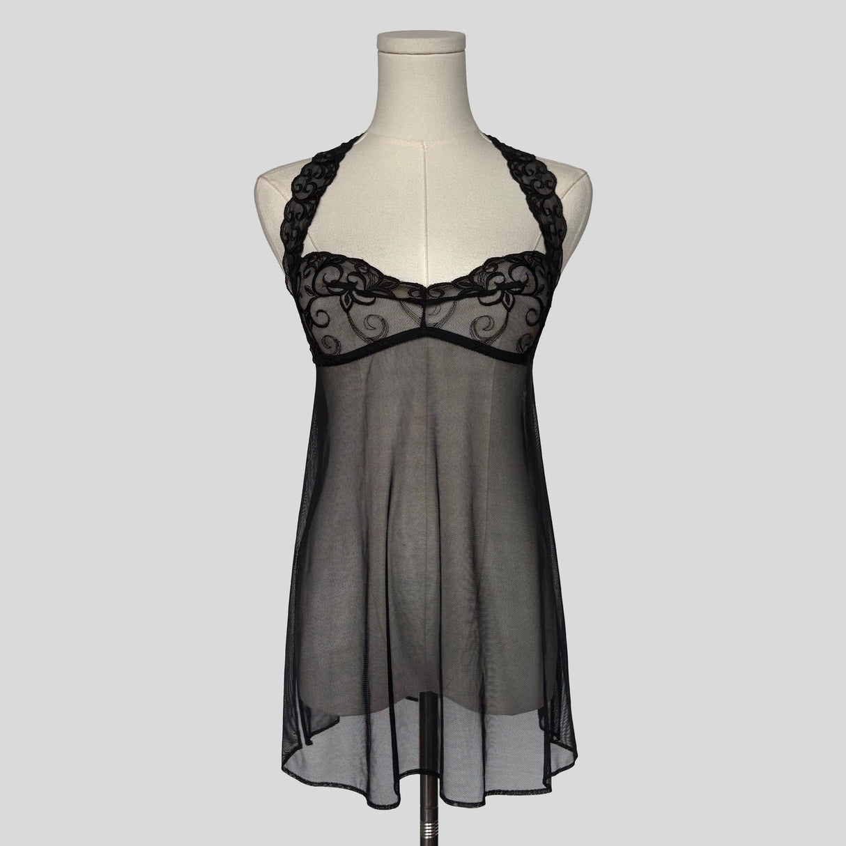 Lace trim halter slip