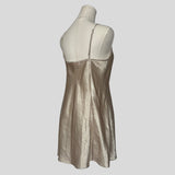 Crinkle textured slip dress in nude