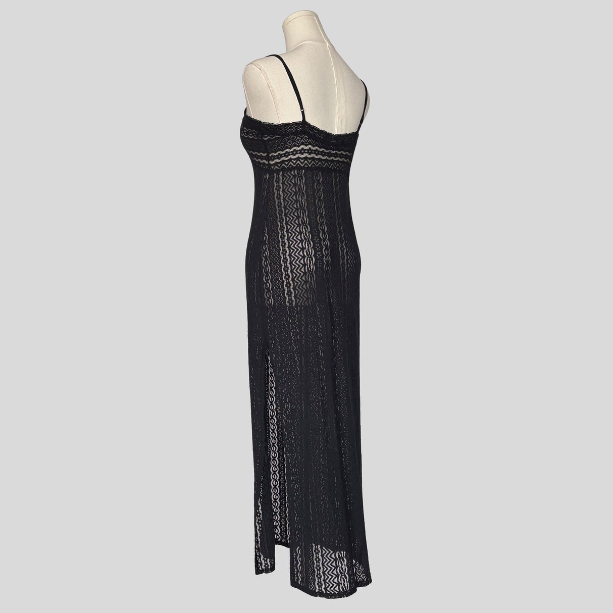Striped patterned lace gown