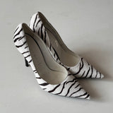 Casadei Cream Zebra Print Pony Hair Pointed Toe Heels