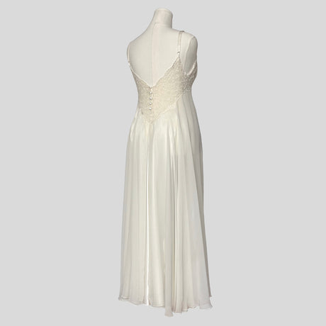 Sheer embroidered lace bust bridal gown