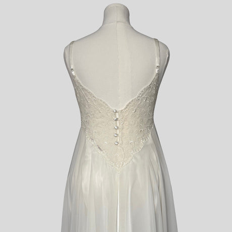 Sheer embroidered lace bust bridal gown
