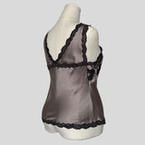 Lace inset silk tank top