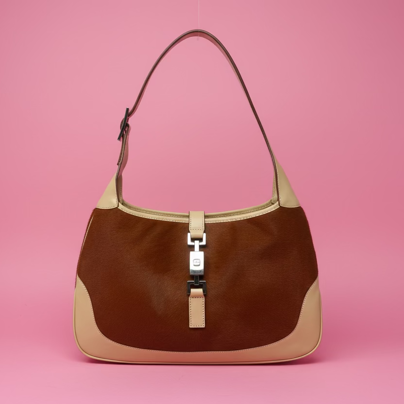Gucci Jackie Brown Pony Hair Shoulder Bag