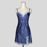 Leopard print lace trim slip