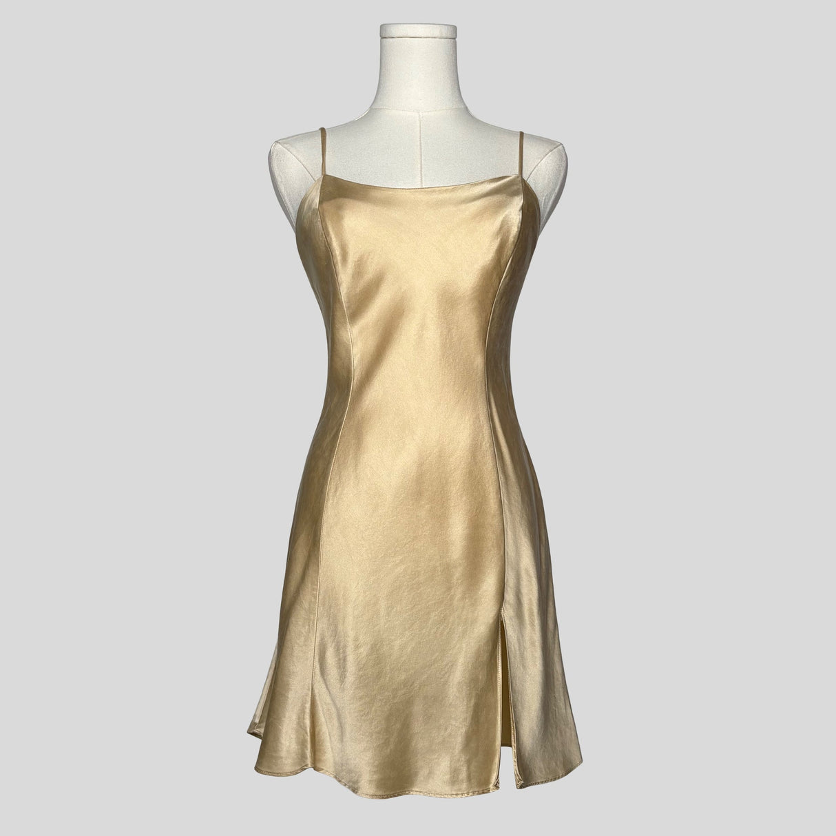 Silk slip dress in yellow