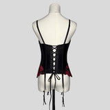 Rose embroidered lace up corset