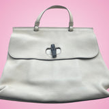 Gucci Bamboo Top Handle Bag White Leather