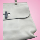 Gucci Bamboo Top Handle Bag White Leather
