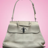 Gucci Bamboo Top Handle Bag White Leather