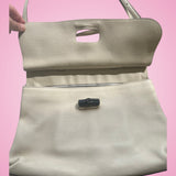 Gucci Bamboo Top Handle Bag White Leather