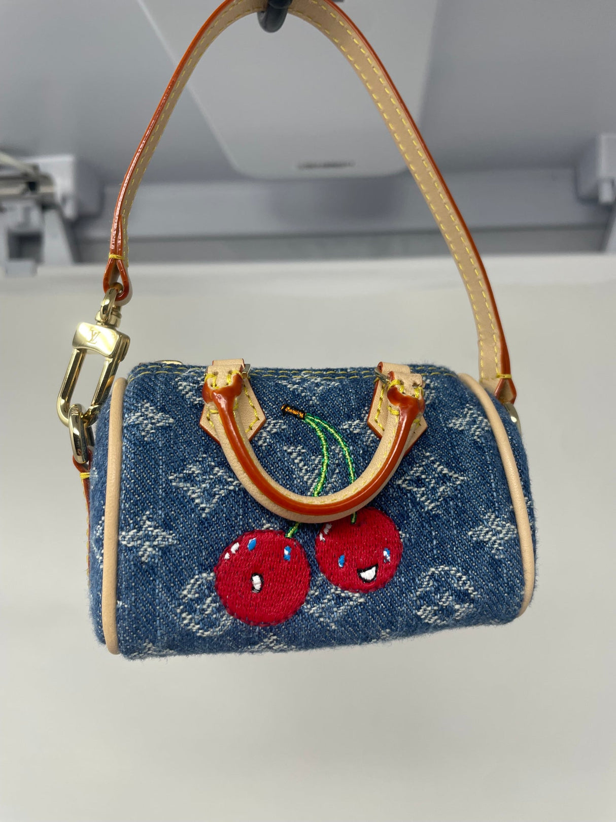 Louis Vuitton x Takashi Murakami Cherry Monogram Denim Micro Speedy Bag Charm