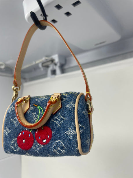 Louis Vuitton x Takashi Murakami Cherry Monogram Denim Micro Speedy Bag Charm