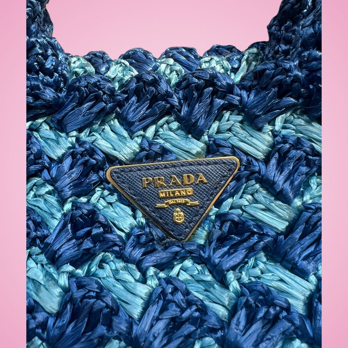 Prada Raffia Canapa Tote Bag Blue