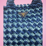 Prada Raffia Canapa Tote Bag Blue