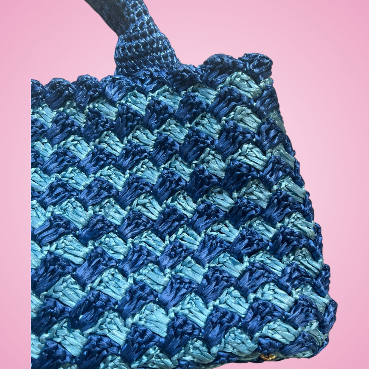 Prada Raffia Canapa Tote Bag Blue